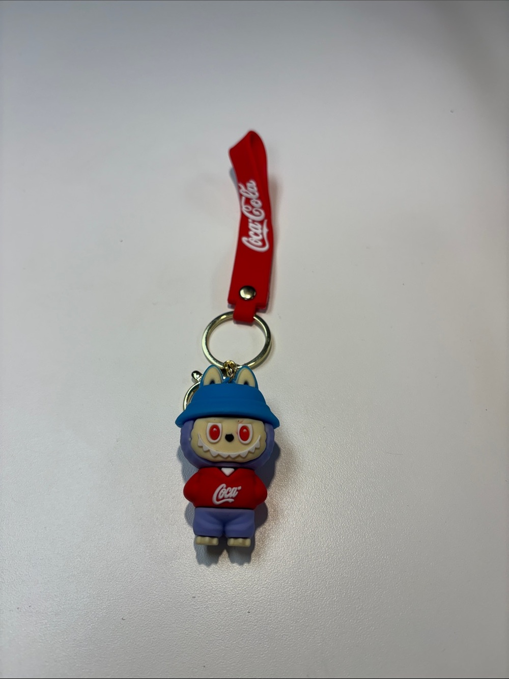 Coca Cola Red, Blue & Purple Plush Character Keychain with Logo Strap NWOT